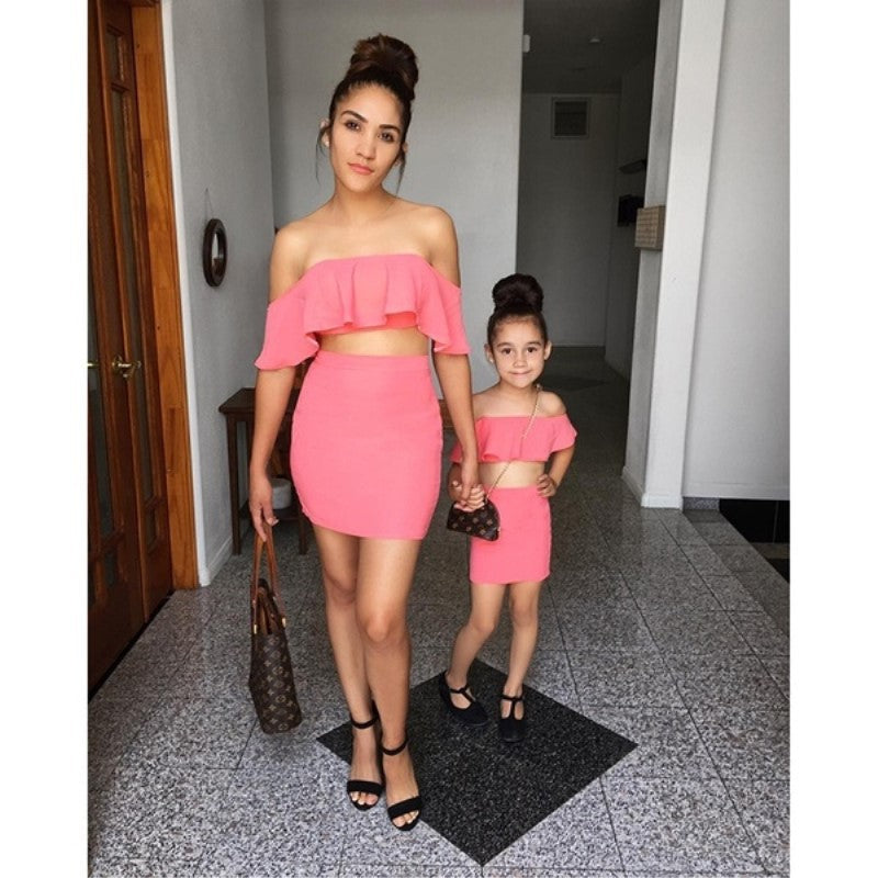 One-Word Ruffled Suit Skirt Mother And Daughter