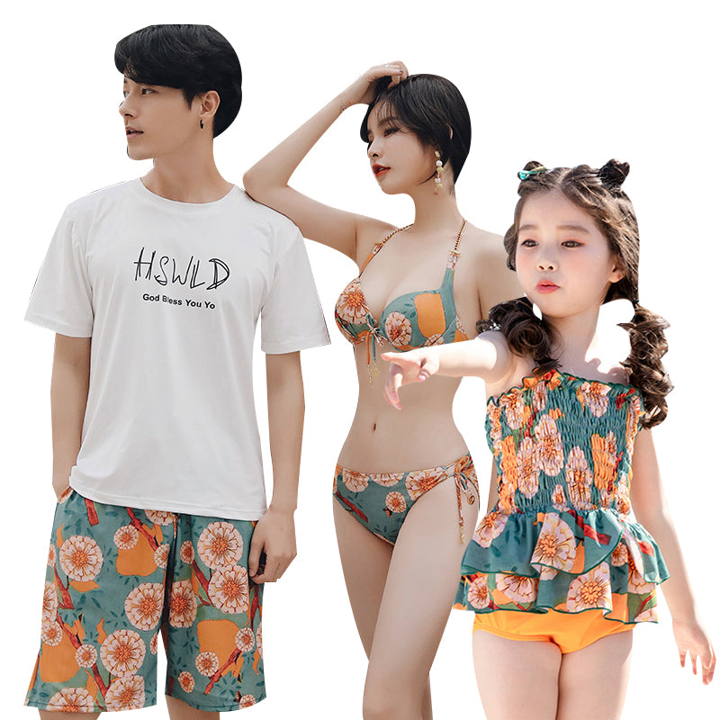 Parent-child Swimsuit A Family Of Three Hot Spring Mother And Daughter Fashion Bikini Separate Girls